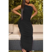 Lovely Trendy Fold Design Black Ankle Length Dress