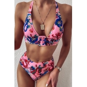 Lovely Print Pink Two-piece Swimsuit