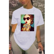 Lovely Casual O Neck Print Red T-shirt