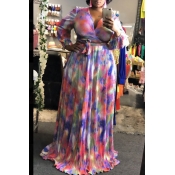 lovely Stylish Tie-dye Multicolor Plus Size Two-pi