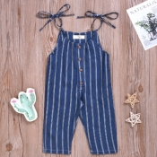 lovely Sweet Striped Deep Blue Girl One-piece Jump