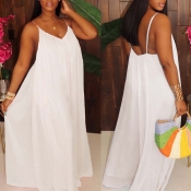 Lovely Leisure Loose White One-piece Jumpsuit
