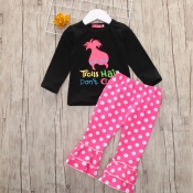 lovely Casual Print Black Girl Two-piece Pants Set