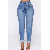 lovely Casual Basic Baby Blue Jeans