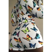 Lovely Trendy Butterfly Print Multicolor Plus Size