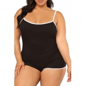lovely Leisure Patchwork Black One-piece Romper
