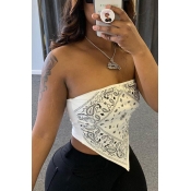 Lovely Sexy Print White Plus Size Camisole