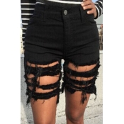 Lovely Leisure Hollow-out Black Shorts