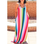 Lovely Casual Striped Multicolor Maxi Dress 