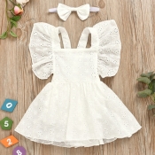 lovely Sweet Lace Fold Design White Girl Knee Leng