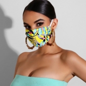 Lovely Casual Print Yellow Face Mask