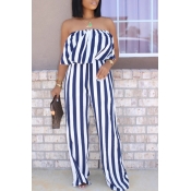 lovely Stylish Striped Blue One-piece Jumpsuit