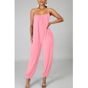 lovely Leisure Loose Pink One-piece Jumpsuit