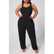 lovely Leisure Loose Black One-piece Jumpsuit