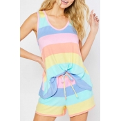 lovely Leisure Striped Multicolor Plus Size Sleepw