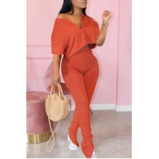 LW Casual Zipper Design Croci Two-piece Pants Set