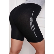 lovely Sportswear Letter Black Shorts