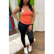 Lovely Casual Patchwork Croci Two-piece Pants Set