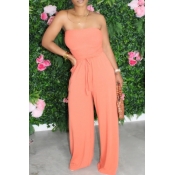 lovely Stylish Lace-up Orange One-piece Jumpsuit