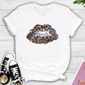 lovely Street Lip Print White T-shirt