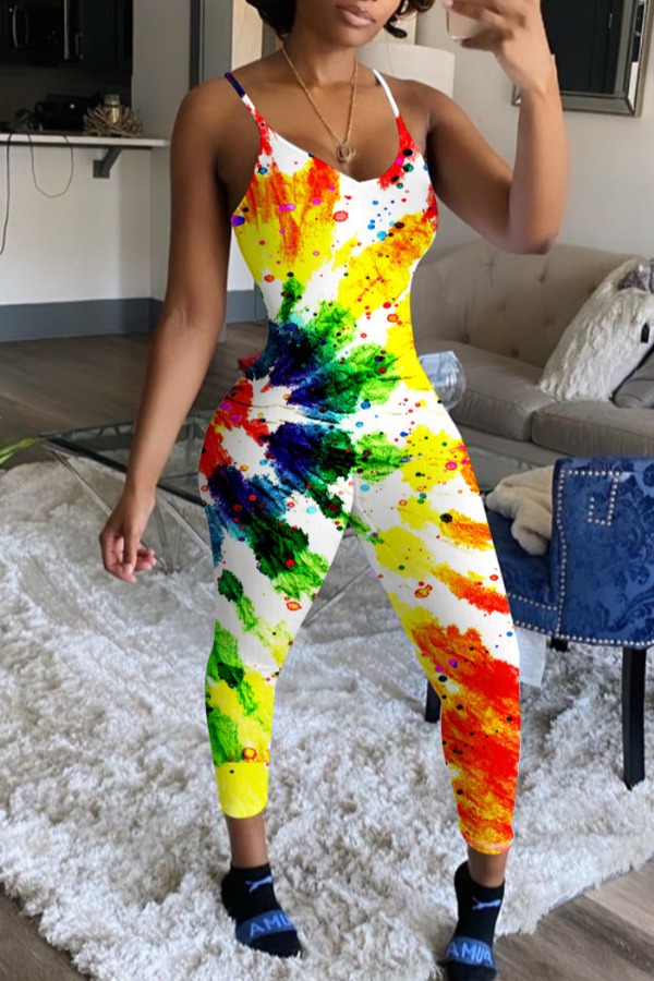 Lovely Casual Print Multicolor One-piece Jumpsuit