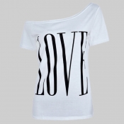 Lovely Casual Letter Print White T-shirt