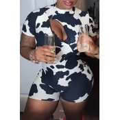 lovely Sexy Print Hollow-out White One-piece Rompe