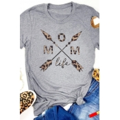 Lovely Casual Letter Print Grey T-shirt