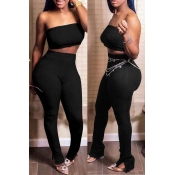 lovely Sportswear Off The Shoulder Black Two-piece