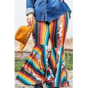lovely Casual Striped Print Multicolor Plus Size P