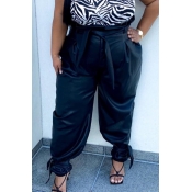 Lovely Casual Elastic Waist Black Pants