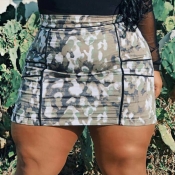 lovely Casual Camo Print Army Green Skirts