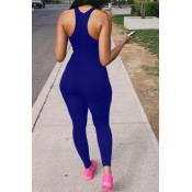 lovely Casual Basic Skinny Blue One-piece Jumpsuit