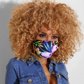 Lovely Casual Plants Print Purple Face Mask