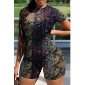 LW Casual Snakeskin Print Multicolor One-piece Rom