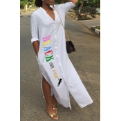 lovely Leisure Letter Print White Ankle Length Dre
