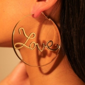 lovely Trendy Letter Hollow-out Gold Earring