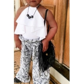 lovely Casual Print White Girl Two-piece Pants Set