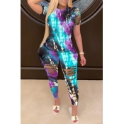 LW Plus Size Trendy Tie-dye Purple Two-piece Short