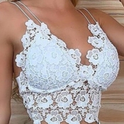 lovely Sweet Lace Hem White Camisole
