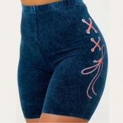 lovely Casual Bandage Design Deep Blue Shorts