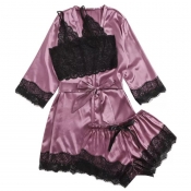 lovely Trendy Lace Hem Modena Sleepwear