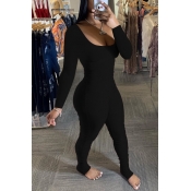 Lovely Leisure Skinny Black One-piece Jumpsuit