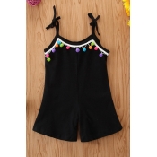 lovely Trendy Patchwork Black Girl One-piece Rompe