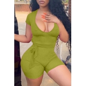 lovely Casual U Neck Army Green One-piece Romper