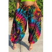 Lovely Bohemian Tie-dye Blue Pants
