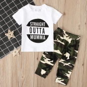 lovely Leisure O Neck Letter Print White Boy Two-p