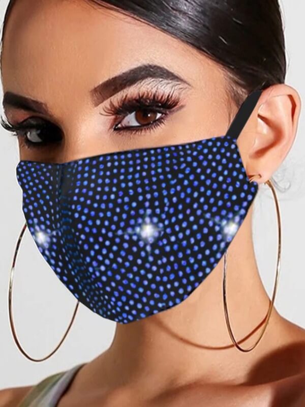 Lovely Rhinestone Decorative Blue Face Mask