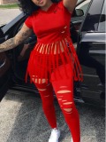LW Ripped Tassel Design Pants Set