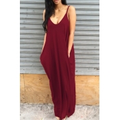 LW BASICS Leisure Pocket Patched Red Maxi Dress